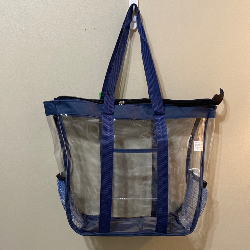 Clear Zipper Tote with side bottle pockets